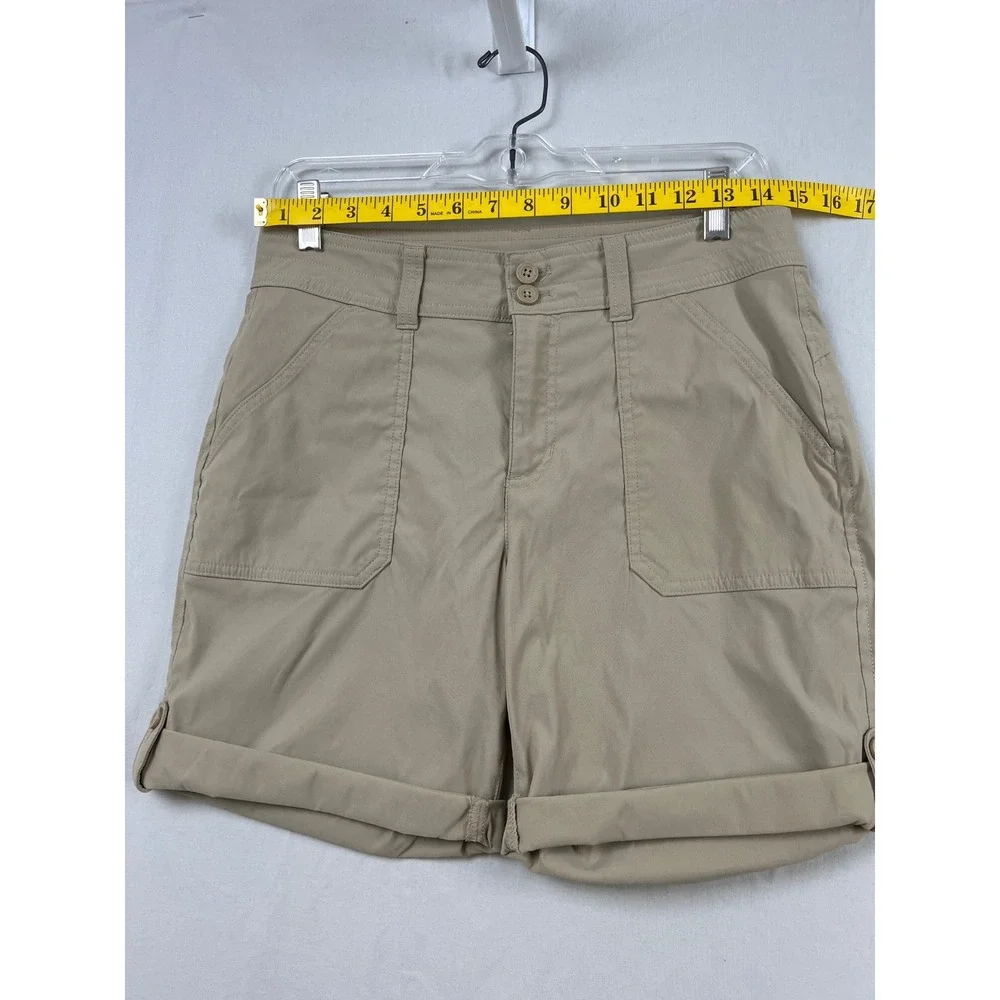 Eddie Bauer Horizon Shorts Womens 6 Khaki Tan Roll Tab Hiking Utility